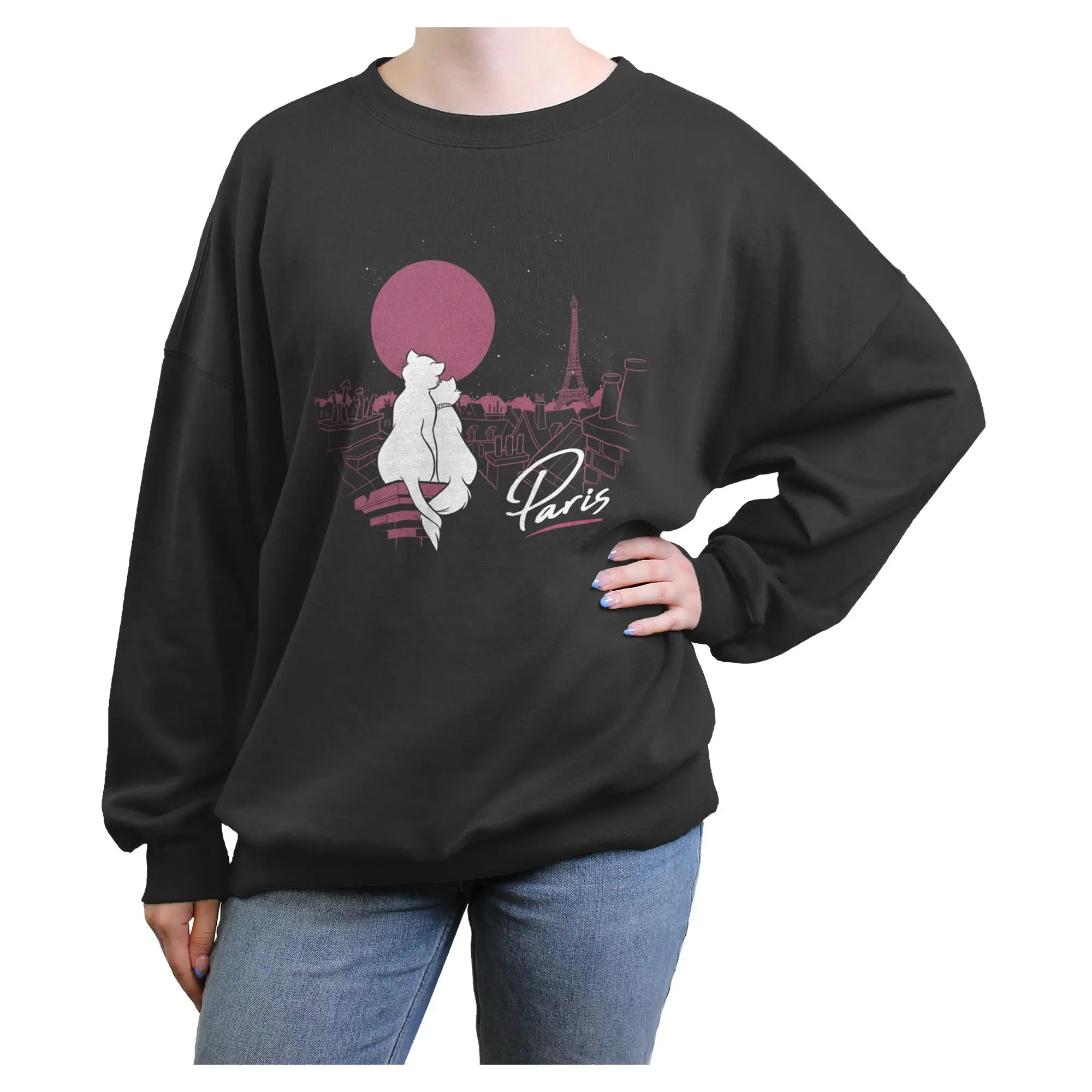 Junior's Aristocats Duchess and Thomas Together in Paris Sweatshirt
