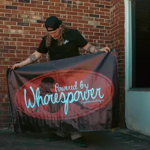 Powered by Whorespower 2x4 Vinyl Banner with Grommets