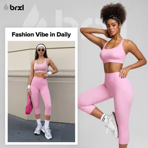BRXL 19'' Capri Leggings for Women Tummy Control No Front Seam High Waisted Capris with Pocket Yoga Pants Workout