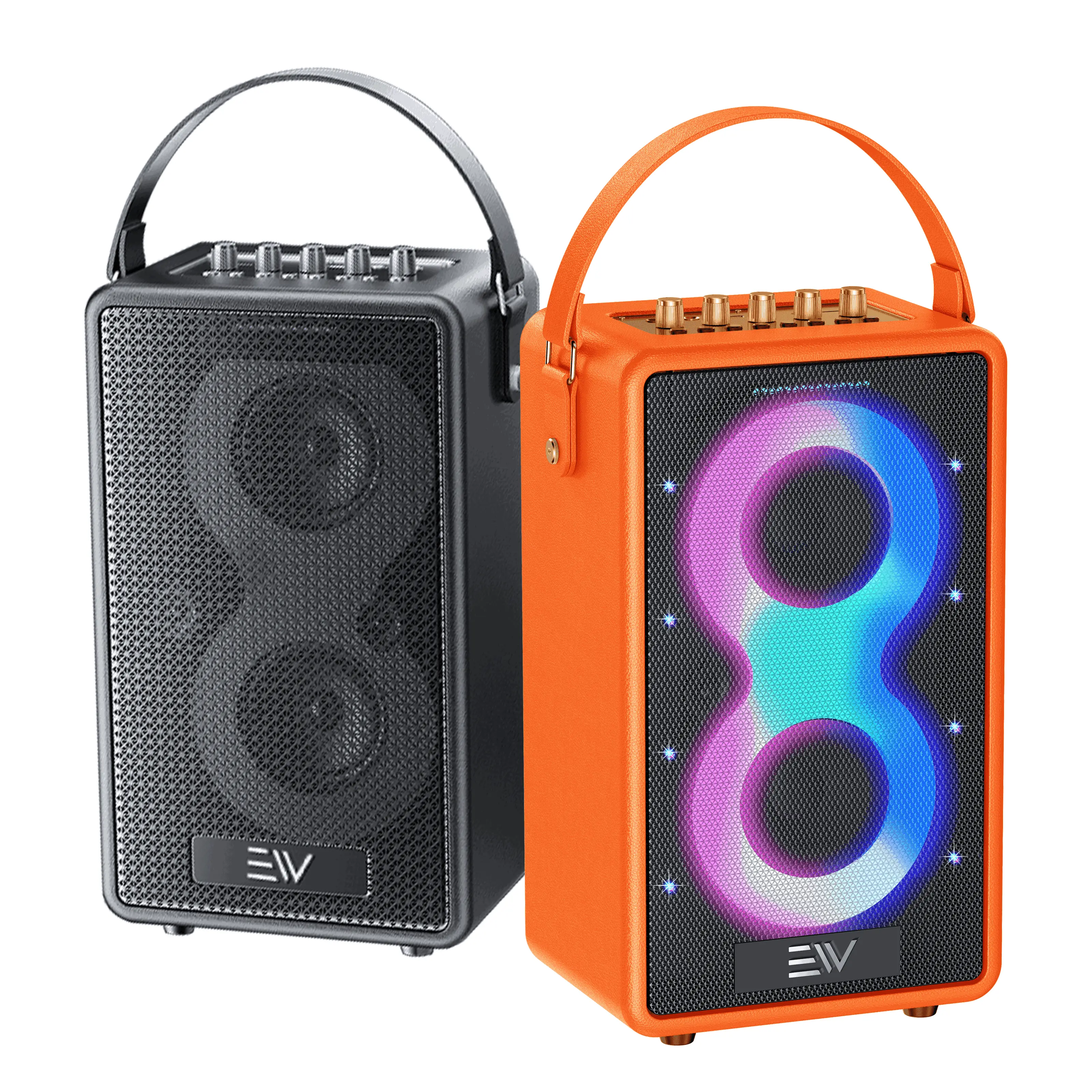 Electronic World 70W Portable Bluetooth 5.3 Karaoke Speaker with Wireless Microphone, Android & Device Compatibility, Loud Deep Bass, RGB Lights, IPX5 Waterproof, Auxiliary Input, Wired/Card Ready, Rechargeable, Manufacturer Warranty for Outdoor Travel, T