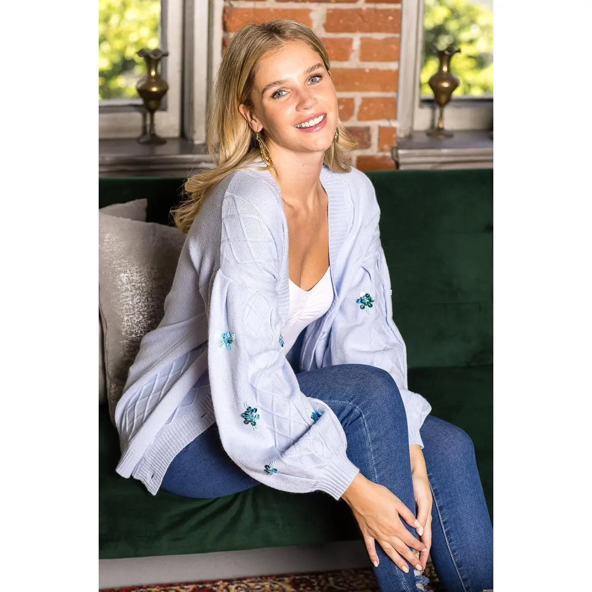 Sabia Sweater Cardigan with Sequin Sparkles