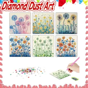 6-piece DIY Diamond painting art set - Bee, buterfly flower, dandelion, crystals forgreeting cards and letters that cannot express love, handcrafted New Year's blessing and prayer paper Diy Kit Cross Stitch Kits needlepoint needlepoint