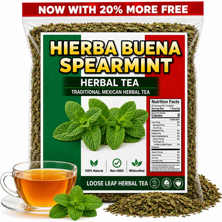 5oz Spearmint Herbal Tea (Hierba, Yerba-Buena) - Authentic 100% Natural Dried Mentha Spicata Leaves Hormone Balance teaIMPORTED FROM MEXICOe