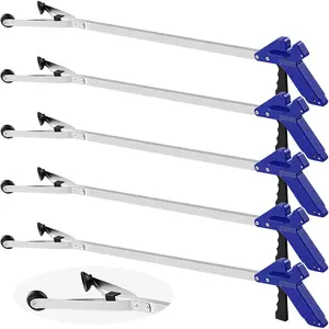 5 Pack Suction Cup Trash Picker, Long Aids Nonslip Claw Reach Tool for Elderly Pick up Stick Arm Extension Litter Picker(Blue)