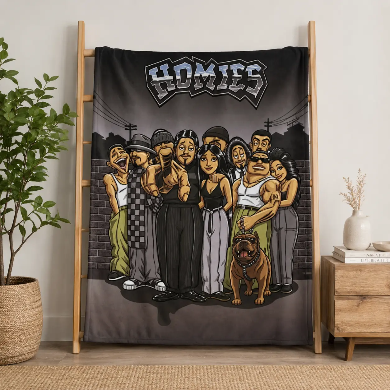 Homies Lowrider Cartoon Flannel Blanket Classic Chicano Style Soft Cozy Plush Throw Blanket Urban Street Art Design Lightweight Bedding Blanket for Bed Sofa Couch Bedroom Living Room Dorm Room Decor Birthday Gift