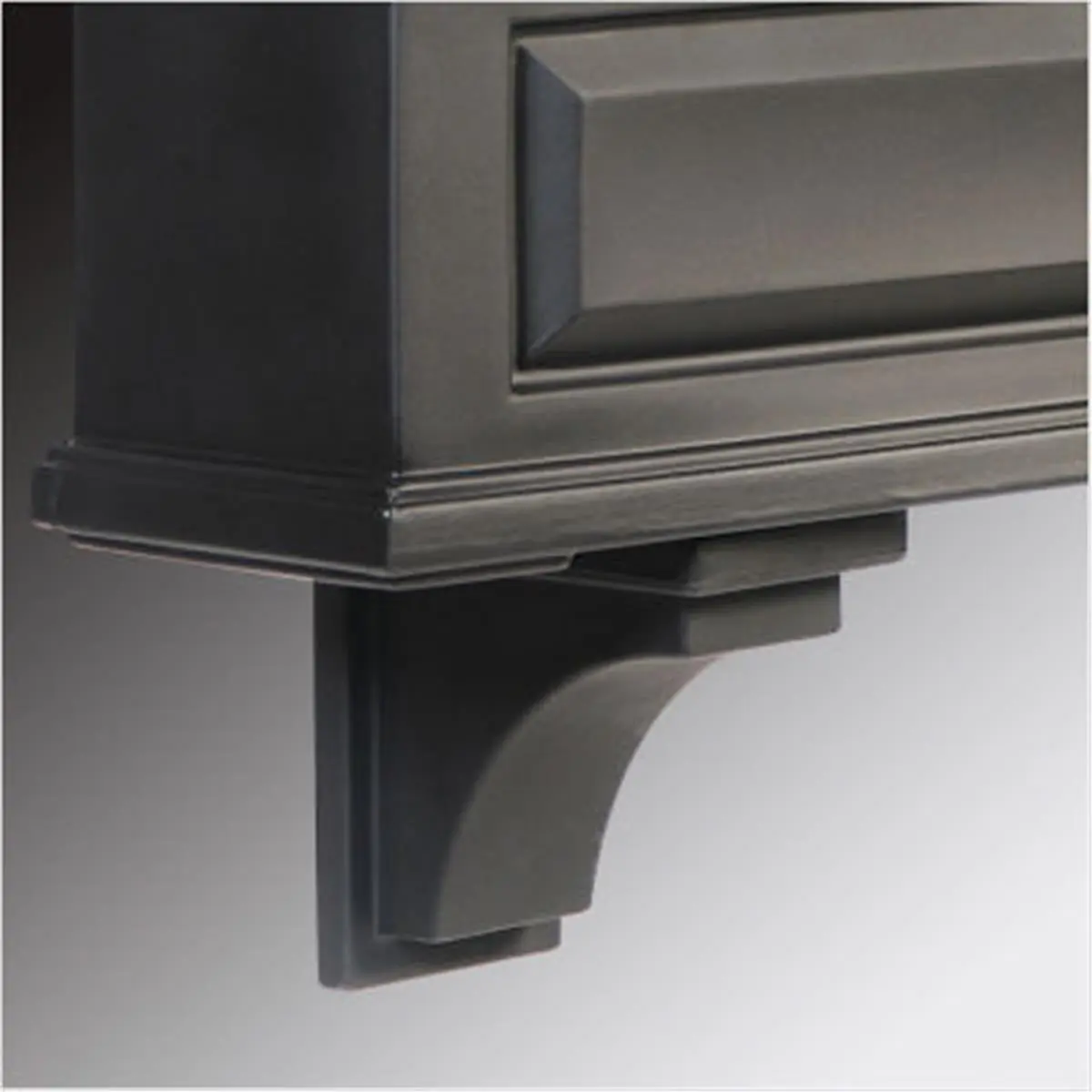 Mayne Decorative Window Box Wall Mount Brackets - Curved Shape Plastic Polyethylene Supports, Black, Includes Screws, 2-Piece, 7x4in Decorative Insert Mount Inserts for Exterior Window Boxes