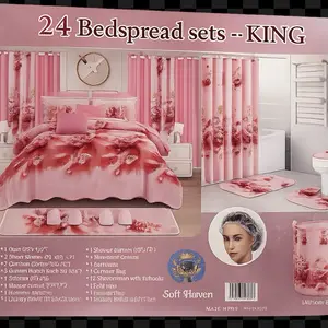 Bedspread (6 Packs of 24-Piece Complete Bedding Sets), Bedroom Bundle, Full Suite, Bedding Decor, Graphic Bedding Sets Collections