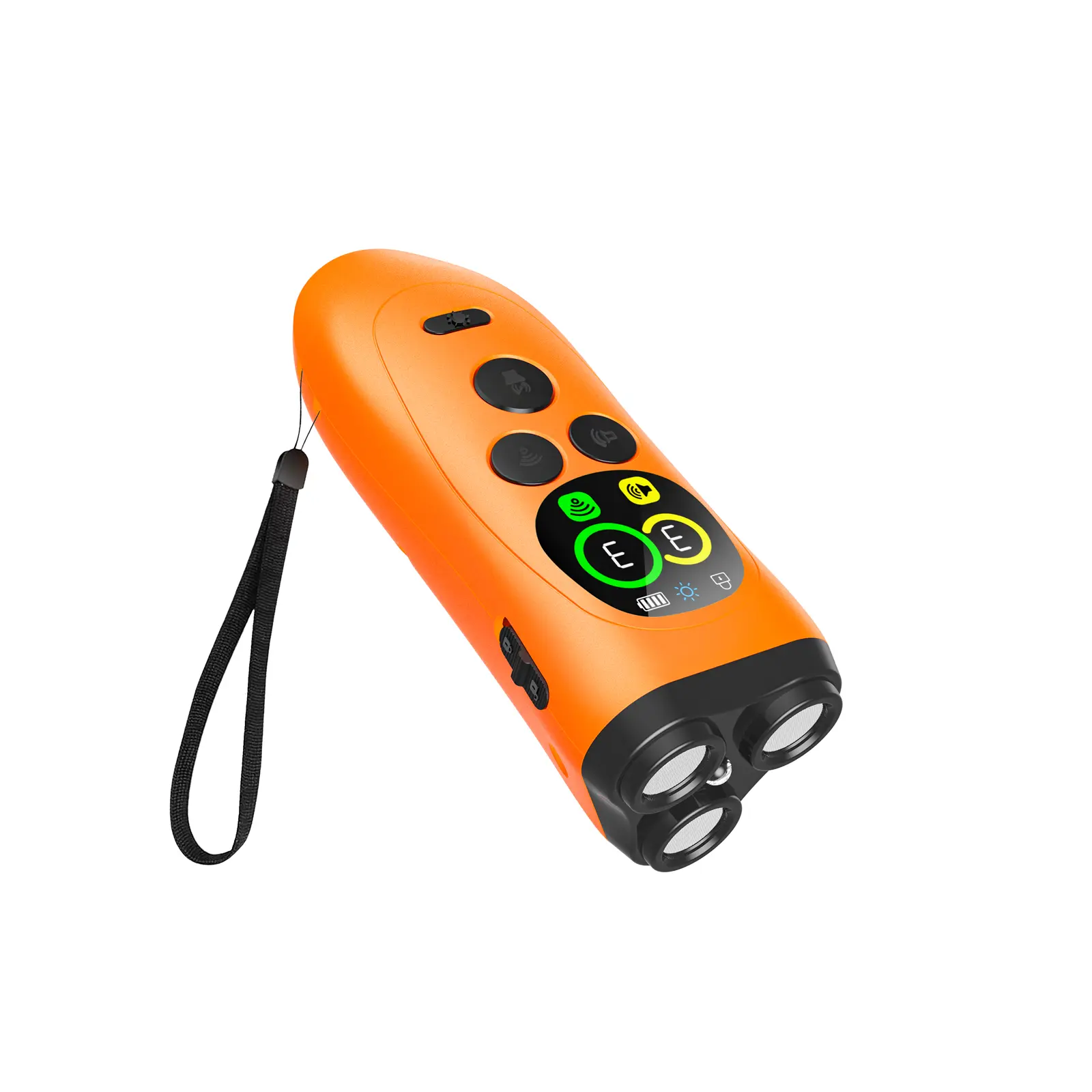 Handheld Ultrasonic Dog Trainer with Triple Emitters, Digital Display, LED Light and Wrist Strap for Bark Control and Behavior Training
