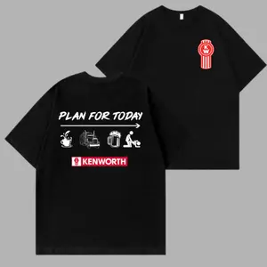 Kenworth T-Shirt, Funny “Plan For Today” Coffee Truck Beer Rest Semi Truck Graphic, Soft Cotton Fabric, Unisex Fit for Truckers and Diesel Lovers, Perfect Gift for Semi Drivers and Big Rig Fans