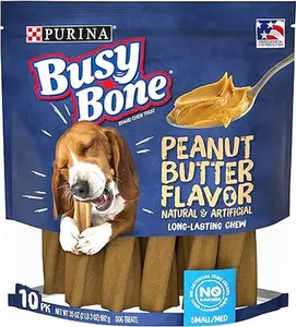 Purina Busy Bone Made in USA Facilities, Long Lasting Small/Medium Breed Adult Dog Chews, Peanut Butter Flavor - 10 Count (Pack of 1)