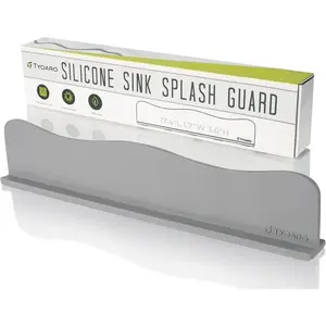 Silicone sink splash guard water splash guard for kitchen island and bathroom secure nonslip suction cup base dishwasher safe gray 174 x 17 x 36