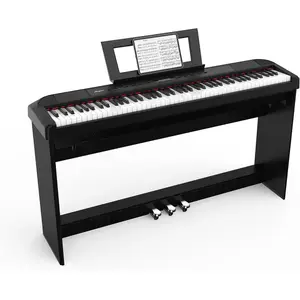 Weighted Keyboard Piano 88 Keys With Wooden Stand-Triple Pedals-Portable Power Supply-Hammer Action-Suitable For Beginners And Professionals