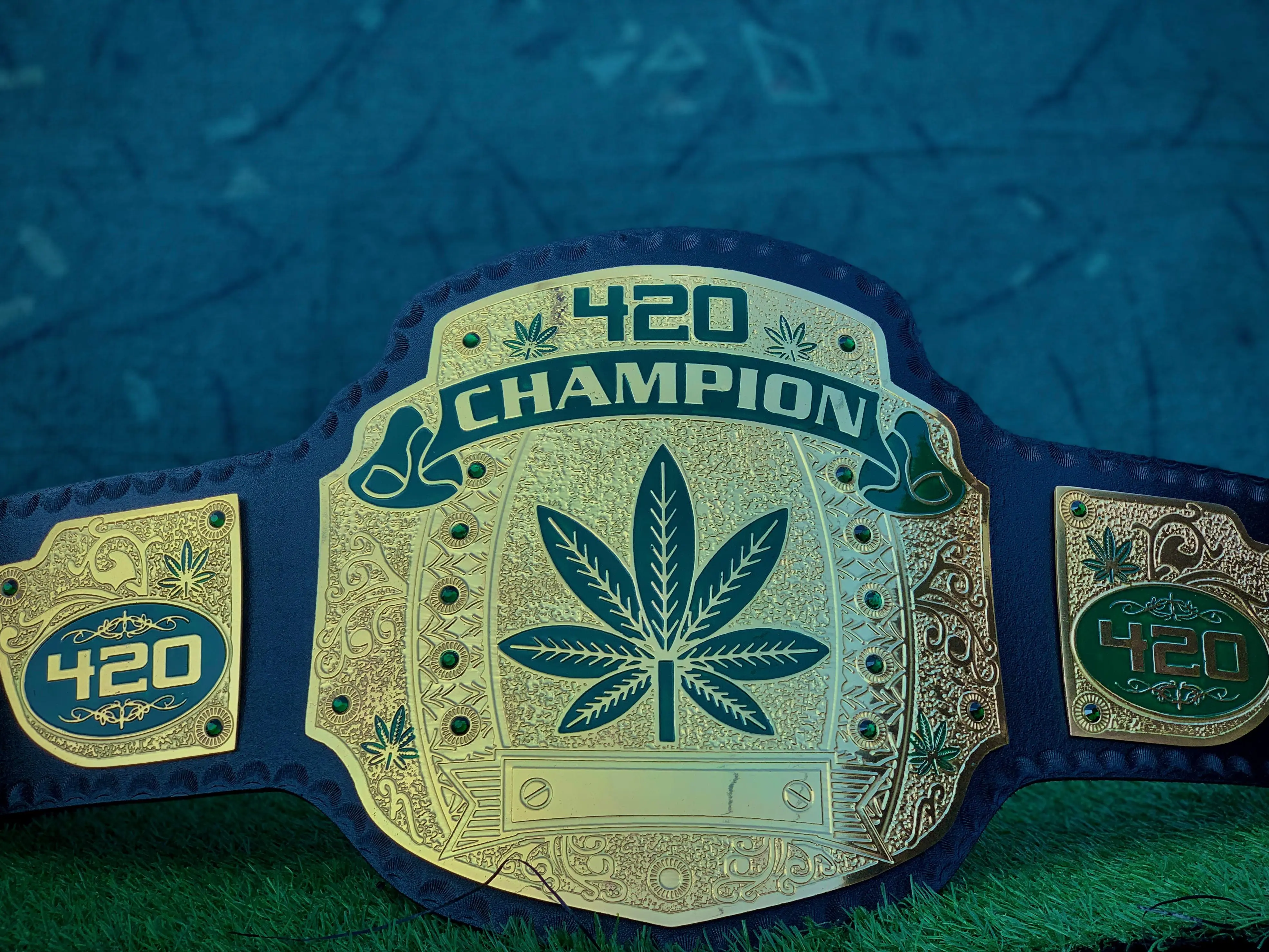 WEED 420 HEAVYWEIGHT CHAMPIONSHIP REPLICA TITLE BELT 2MM BRASS