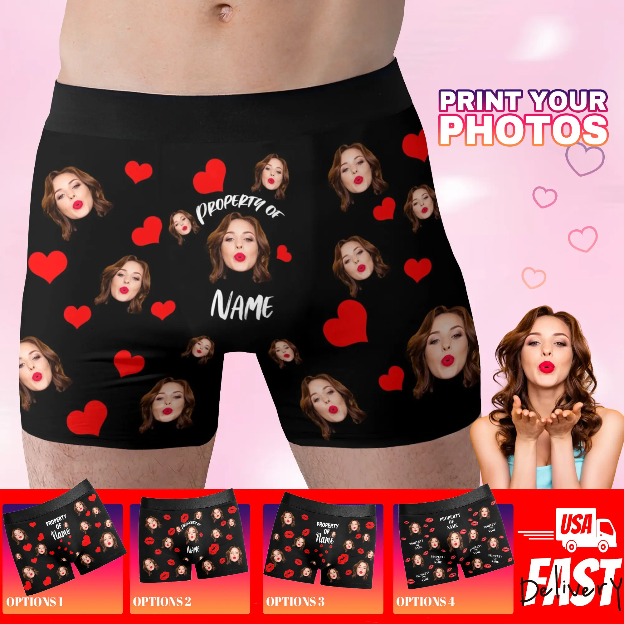 Valentine's Day Gift Personalized Boxer Briefs With Name For Himcustom Face Photo Underwear Wedding Gifts For Boyfriend Husbands