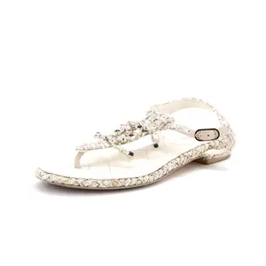 Pre-owned Chanel Women's Embellished CC Thong Sandals Tweed by Rebag