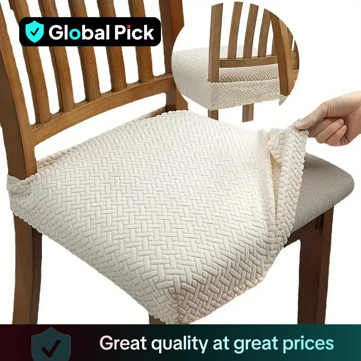 Stretch Dining Chair Covers, Jacquard Removable Washable Chair Seat Slipcovers for Home Kitchen, Hotel, Banquet, Universal Simple Comfortable Chair Pr