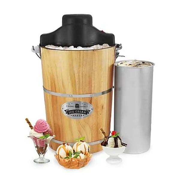 Elite Gourmet 6-Qt. Old Fashioned Pine Bucket Electric Ice Cream Maker
