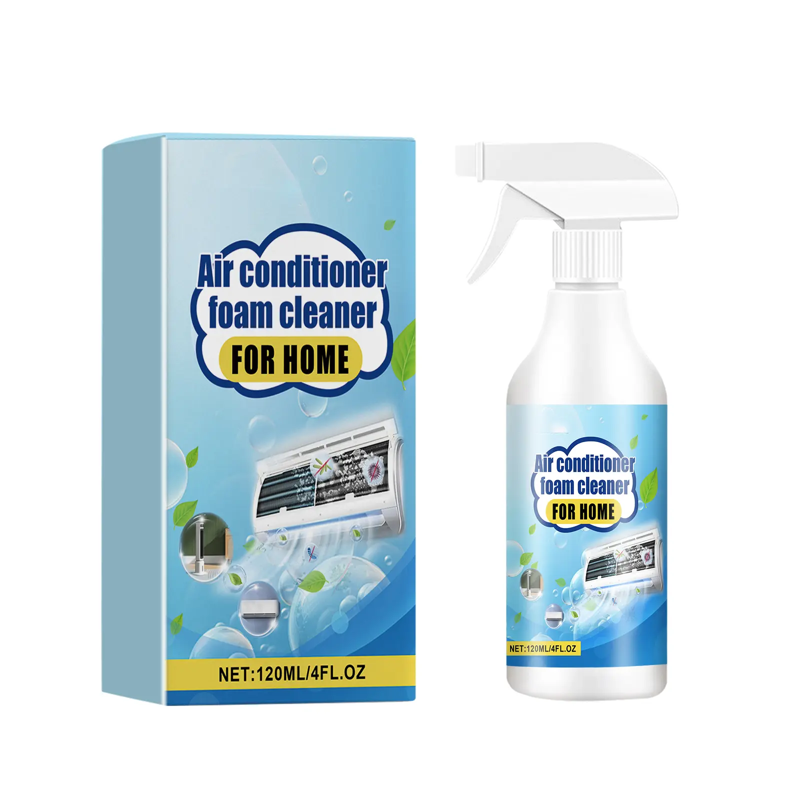 Household Air Conditioner Foam Spray Cleaner, Deep Clean for Indoor-Outdoor AC Units & HVAC, Purifies Air, Removes Dirt, Eliminates Odors, Deodorizing Home Appliance Care Supply for Summer CleanTok Needs
