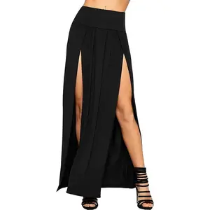 Women's Solid Color Slit Hem Long Skirt, Fashionable High Waist Skirt for Party Club Dating Wear, Ladies Summer Clothes(Sheets)