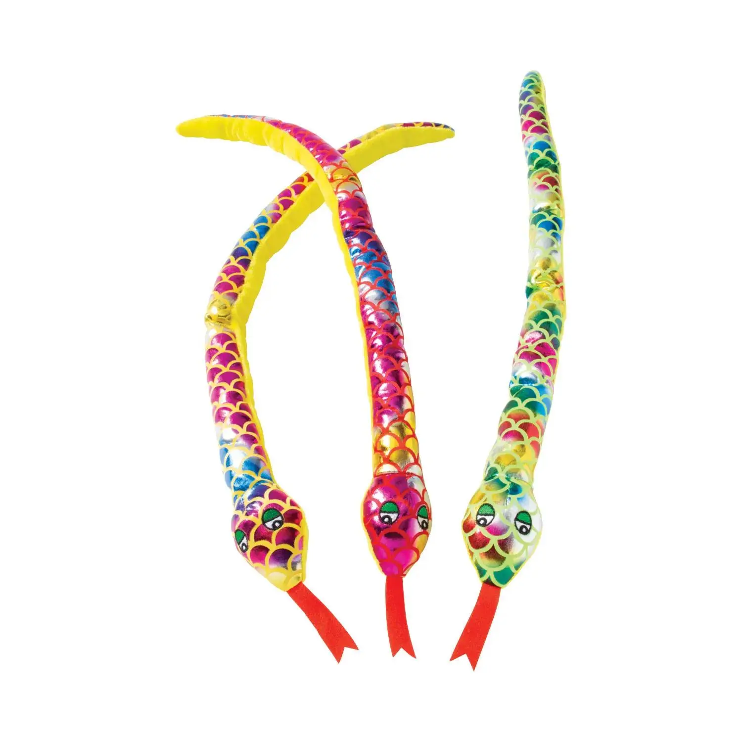 Novelty Metallic Stuffed Snakes, 12-Pc Soft Cuddly Stuffed Animal Gifts for Kids