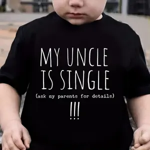 Kids "My Uncle ls Single"  Boys Casual Fashion Crew Neck Short Sleeve, Cotton T-Shirt, Boys Clothing Suitable for Outdoor Activities Suitable Best for Boys Kids