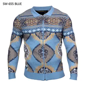 Prestige SW-655 Textured Full-Zip Sweater for Business Wear Medium Length Fitted Long Sleeve Winter Sweater