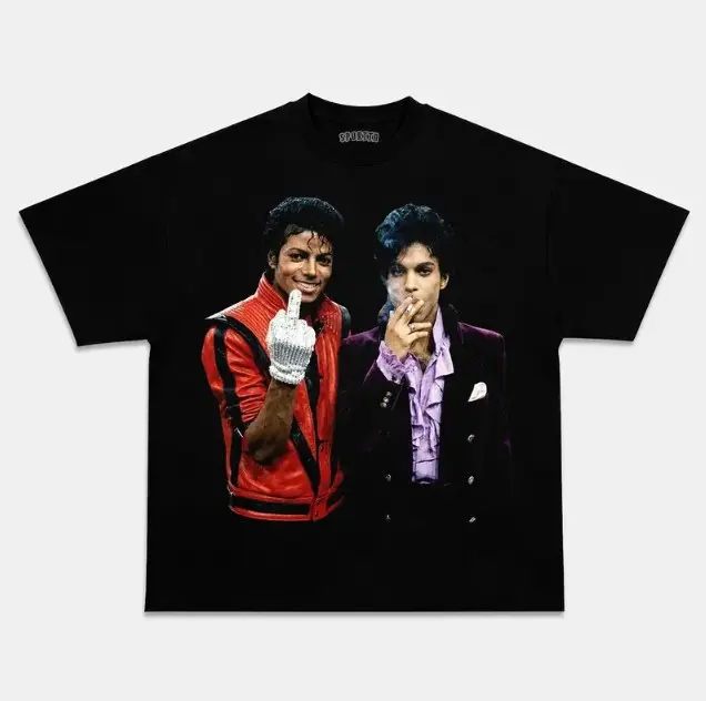 Youth and Adult Vintage Michael Jackson & Prince Graphic T-Shirt, King of Pop Music Legends Fan Tee, Unisex Cotton Shirt