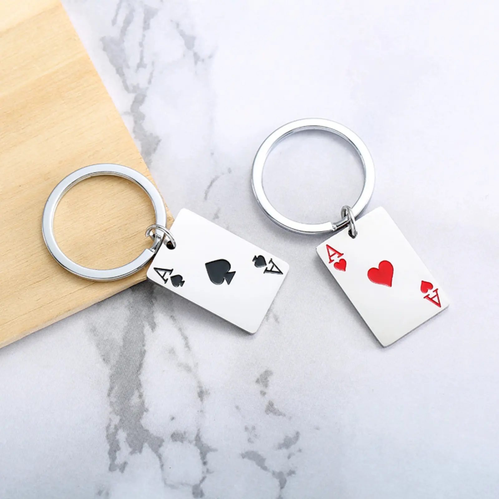 Playing Card Keychain Accessory - Ace of Spades, Ace of Hearts, Niche Instagram-Style Couple's Bag Charm, Gift for Sports & Outdoor Enthusiasts