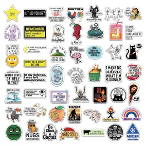 50pcs Sarcastic Meme Stickers for Adults, Funny Snarky & Humorous Quotes, Waterproof Decorative Stickers for Laptops, Phones, Windows