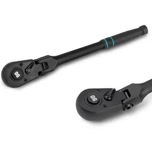 1/2-Inch Drive Flex- Ratchet, 90- Quick-Release Ratchet Wrench with 180? Pivoting  and 7-Position Setting, Reversible, CR-V Made, CR-MO , 4? Swing, Black Mn Phosphate Finish