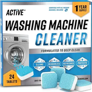 Washing Machine Cleaner 24 Pack - Deep Cleaning Tablets For HE Front Loader & Top Load Washer