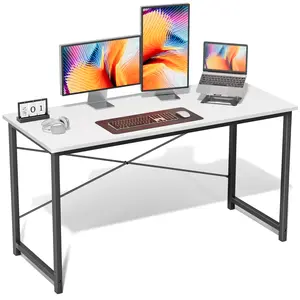 Computer Office Desk Writing Study Office Gaming Table Modern Simple Style Compact Metal Frame Wood Tabletop Easy Assembly