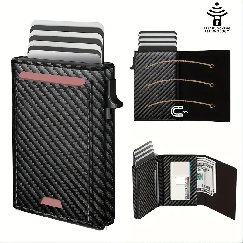 2025 New Men's Business Wallet with Multi-card Slots Magnetic Enclosure RFID Blocking Travel Card Holder Secure Card Pack