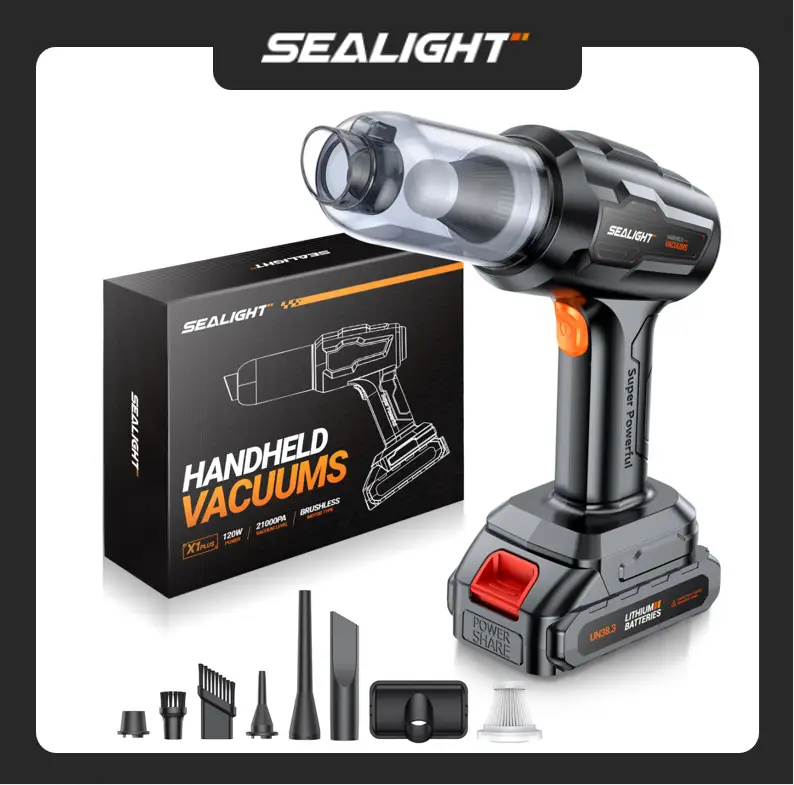 SEALIGHT Handheld Car Vacuum, 21000Pa/12000Pa High Power Suction Vacuum, 4 in 1 Air Duster and Vacuum Cleaner Cordless, Portable SnapGo Vacuum Cleaner