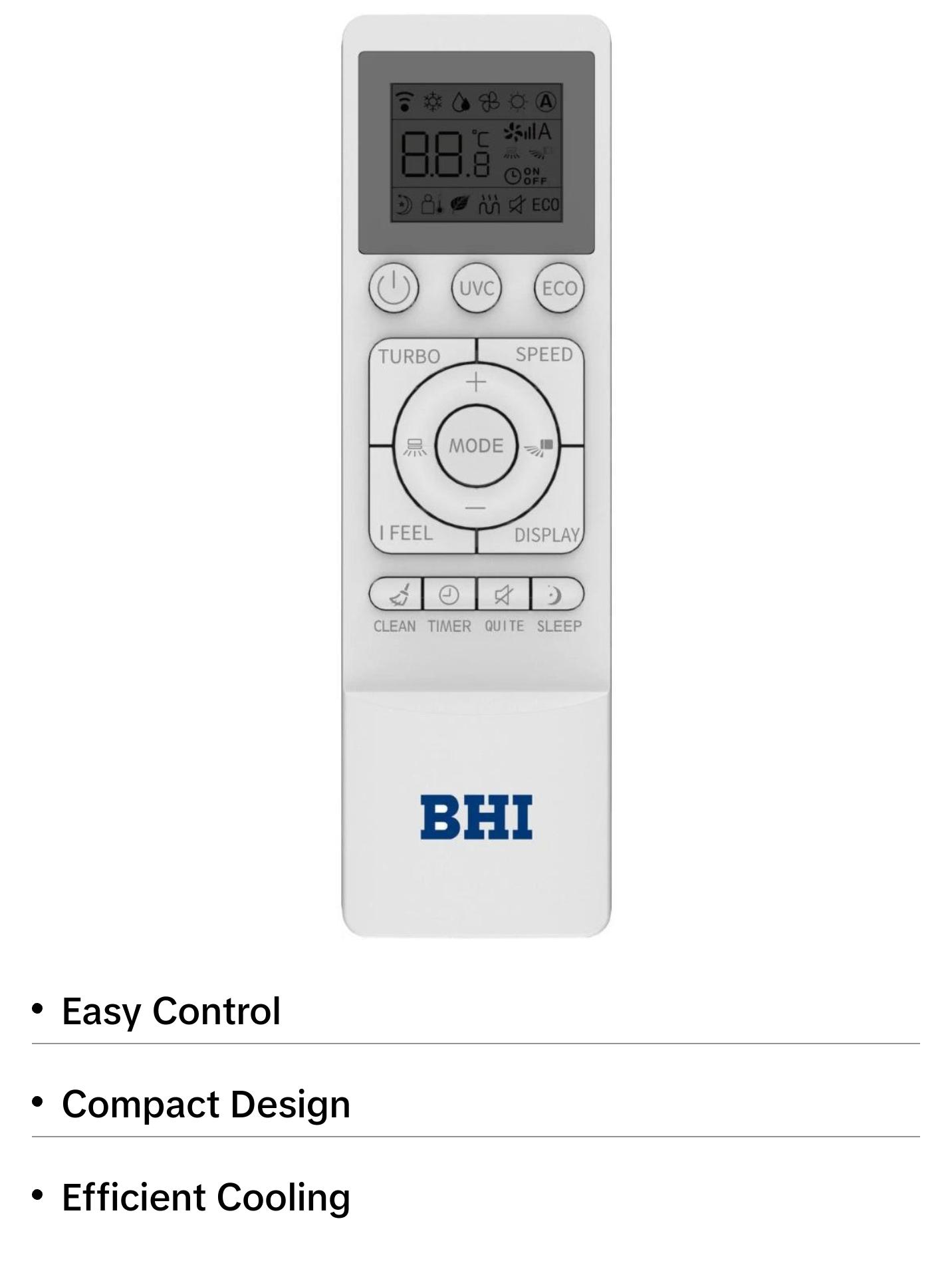 BHI Mini Split Air Conditioner Remote