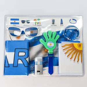 Argentina fans Gift Box，2026 Football match，6-in-1 Set， Fan Cheer Set - Soccer, Fans, Stadium Cheer Props, Party Set, including Scarf, Sunglasses, Wristband, Flag, Fae Paint, and Clapper - Sports Event Props, Suitable for Stadiums, Festival Parties