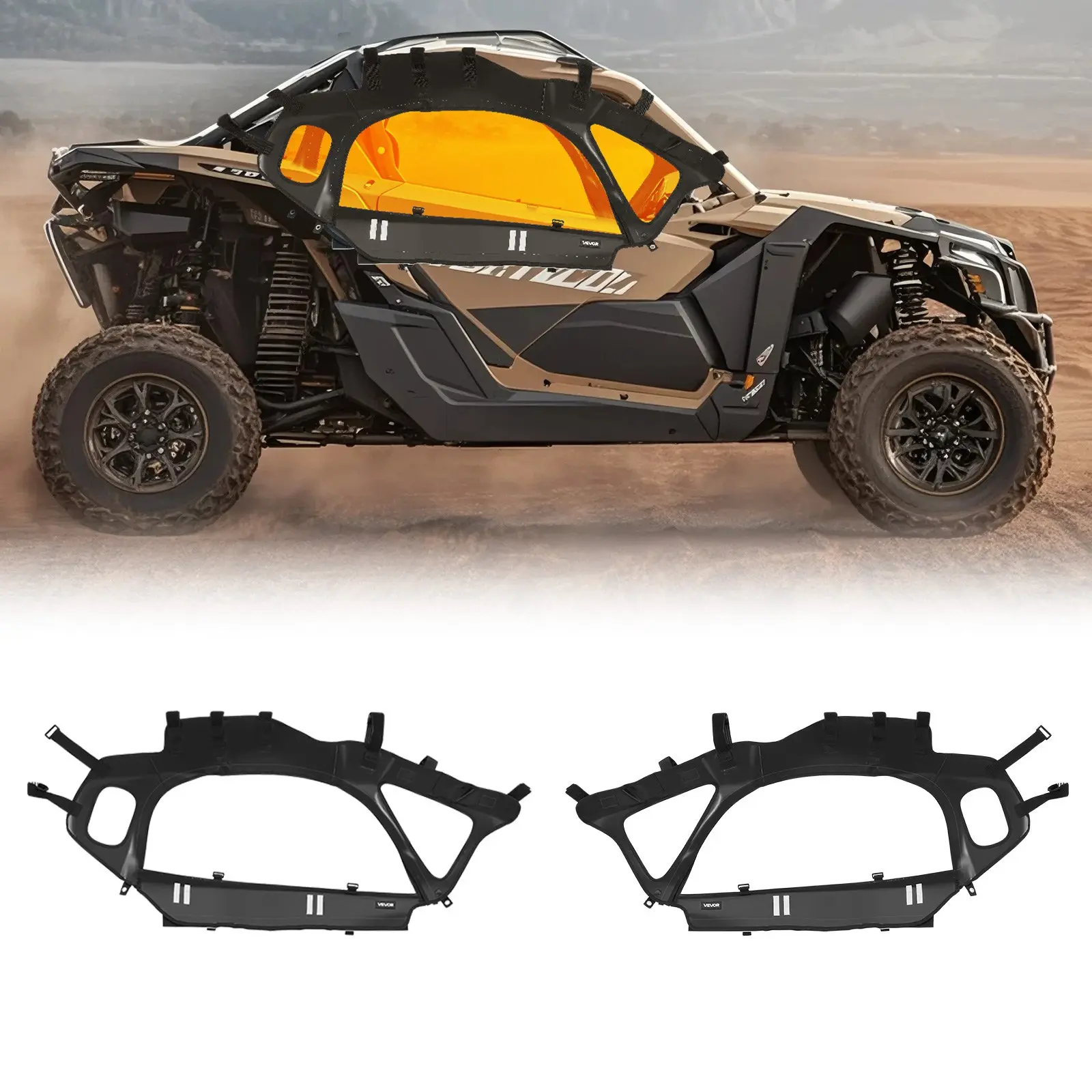 【DealsForYouDays】VEVOR Cab Enclosure Upper Doors, Compatible with Can-Am Maverick X3 2-Seater 2017-2025, Soft Upper Doors, Windproof Upgraded Zipper UTV Soft Side Window Kit, Work with Side Mirrors and WindshieldsSummervibes Automotive Truck Accessories