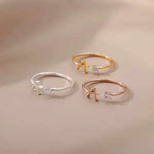 Creative Initial Ring Unisex 26 Letters A-Z Ring Couple Jewelry Adjustable Ring