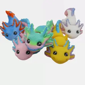 Baby Axolotl Figurine or Key Chain 3D Printed Articulating Random Color  Flexi MatMire Makes Animals