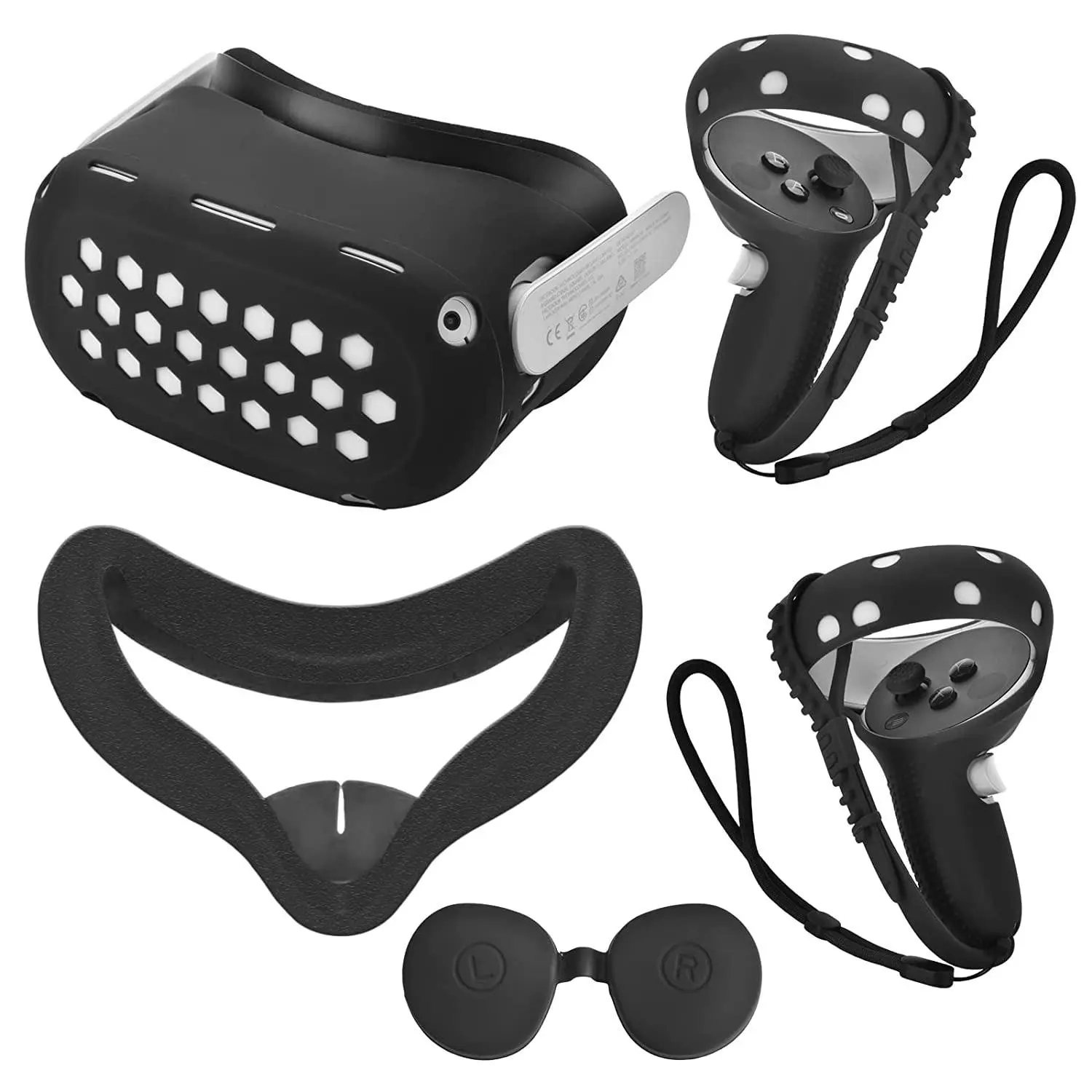 VR Gaming Device Protective Case Kit for Oculus Quest 2, Includes Face Cover, Controller Grip Cover, Lens Cover, Wearable Accessories, Male Game Room Accessories, Gaming Protective Accessories, Gaming Accessories, VR Headset