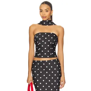 Runaway The Label Blaine Top in Black Polka