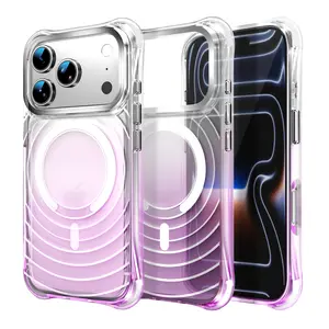 Magnetic Gradient Smartphone Case for iPhone 17-16-15-14-13 Series, Shockproof Slim Protective Cover with Strong Magnetic Ring for MagSafe, Handheld Cellphone Accessory