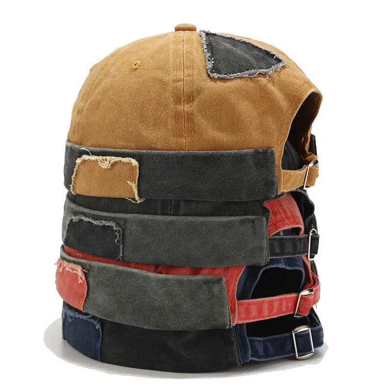 Men Casual Docker Cap Rolled Cuff Retro Beanie with Adjustable