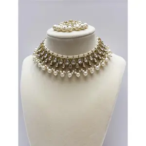 Mira Polki Necklace Set (Includes Earrings & Tikka)