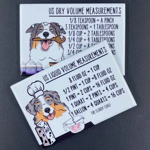 Australian Shepherd Kitchen Measuring Chart Magnet Set, Dog Baking and Cooking Conversion Table Magnets, Set of 2 (2x3") Handmade Magnets