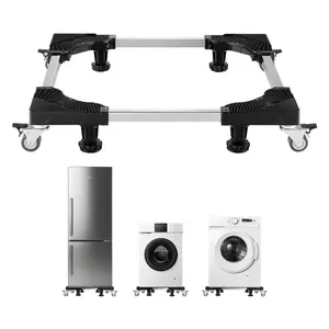 【SummerFinds】VEVOR Heavy-Duty Mobile Fridge Stand, 1100 lbs Load Capacity, Furniture Dolly with 8 Locking Twin Wheels & 4 Brakes, Adjustable from 27.5-35.4 Inches for Moving Washer, Refrigerator, Damp-Proof Support