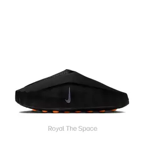 Black Thick-Soled Massage Slides, Orange Spherical Outsole, Breathable Fabric Upper, Pre-Game Recovery Tech Mules