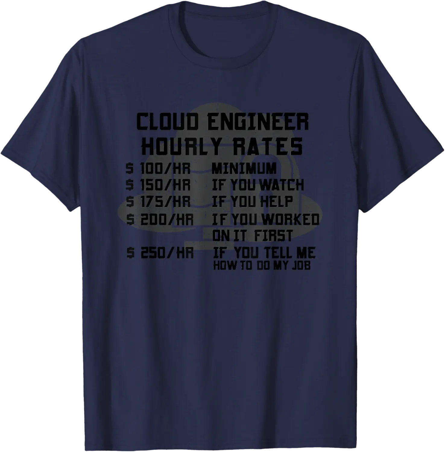 Cloud Engineer Hourly Rate Funny Engineering Computer DevOps T-Shirt - Matthewmatt Shop 59B081L3P7QX