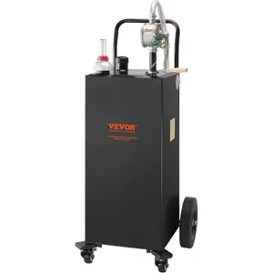 VEVOR Fuel Caddy, 35 Gallon, Gas Storage Tank on 4 Wheels, with Manual Transfer Pump, Gasoline Diesel Fuel Container for Cars, Lawn Mowers, ATVs, Boats, More, Black