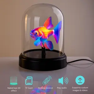 3D Hologram Projector Lights, 3D Table Lamp, Ambient Night Lights, Play Custom Video, Logo, Images, Remote Control, Holiday Gifts
